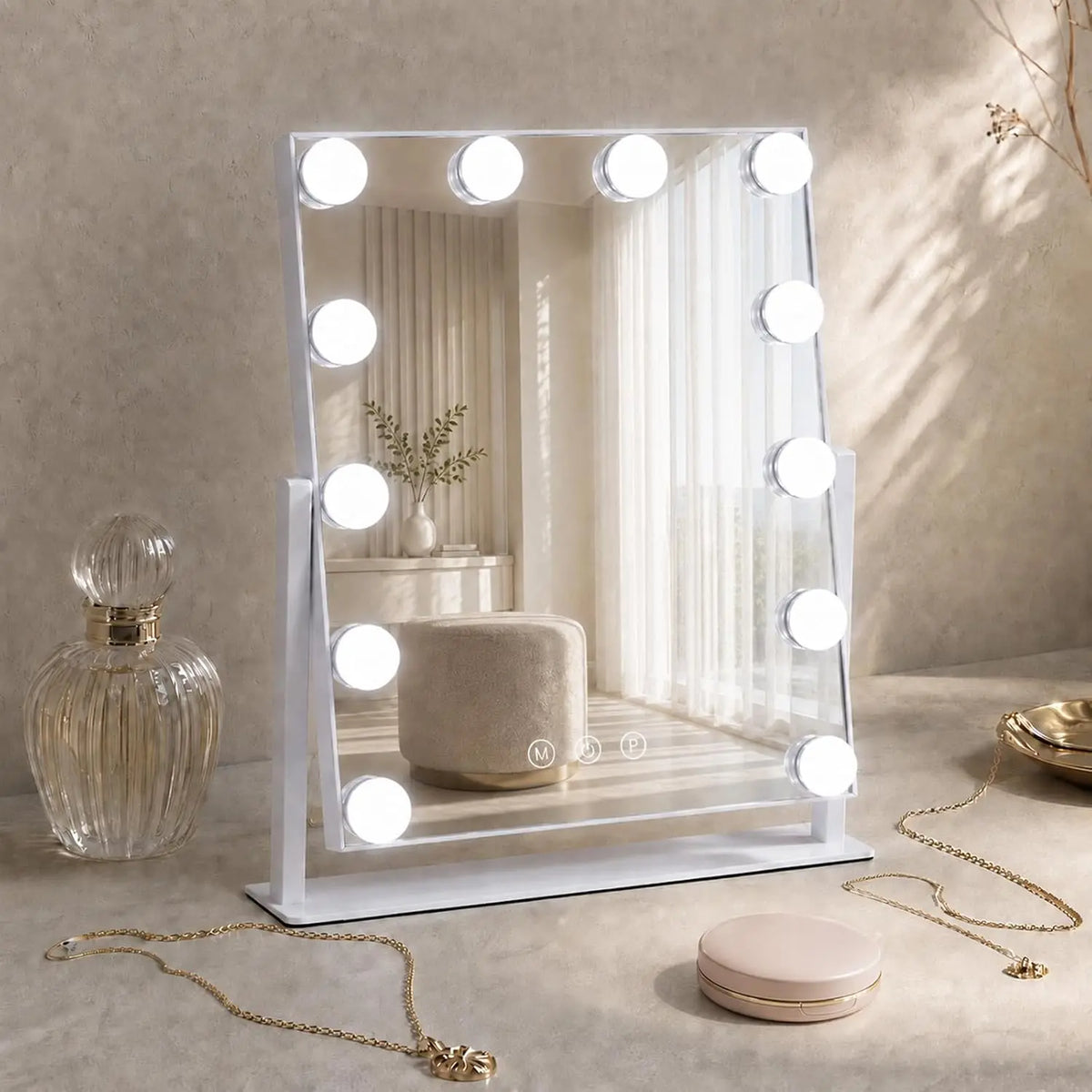 Hollywood Vanity Mirror with Lights - 3 Color Modes & Dimmable, 12 Bulbs