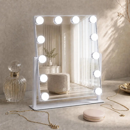 Hollywood Vanity Mirror with Lights - 3 Color Modes & Dimmable, 12 Bulbs