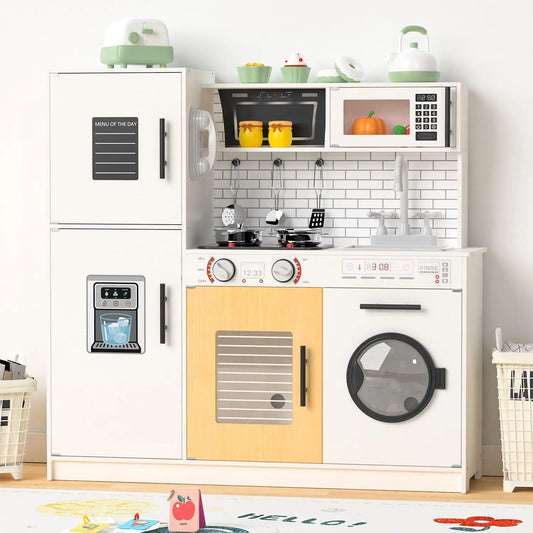 Babytronic Wooden Play Kitchen Sets for Toddlers Ages 3+ - White