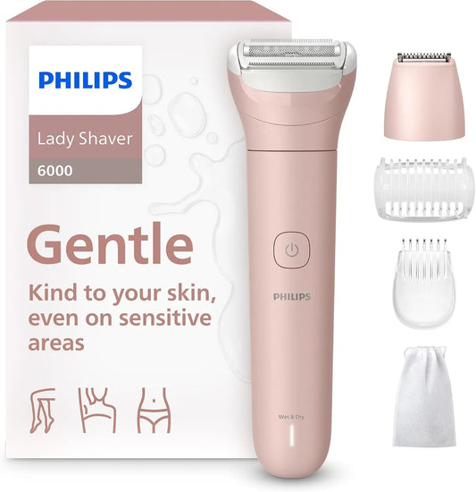 Philips Lady Shaver Series 6000 - Cordless, Wet & Dry Electric Shaver, 3-Blade Shaving System, for Legs, Body & Bikini, 80 Mins. Runtime
