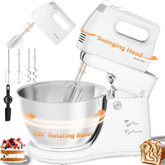4.8QT 2-in-1 Stand Mixer - White