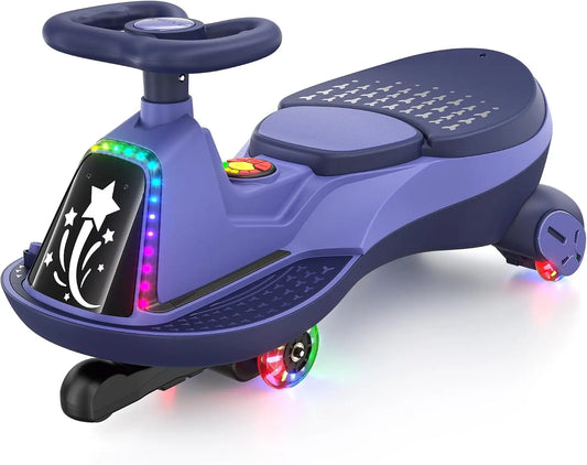 ANPABO 6V 7AH Electric Wiggle Car for Kids - 2 Seater, 75W Motor, Purple
