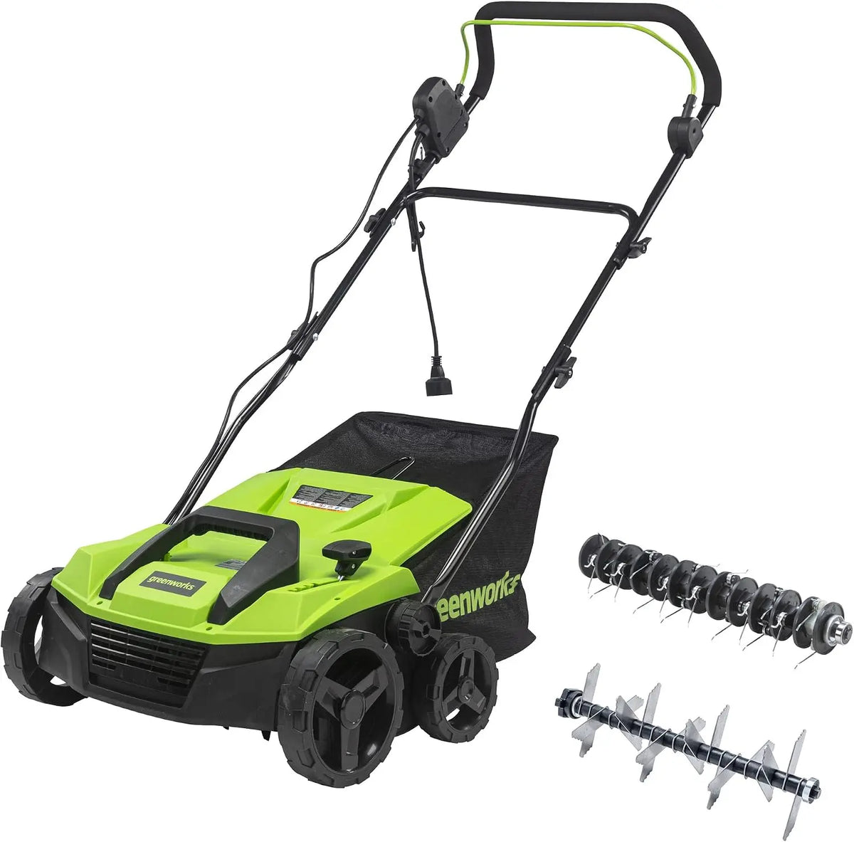 Greenworks 13 Amp 14-Inch Corded Dethatcher / Scarifier - 2-in-1 Electric Lawn Rake with 3-Position Depth Adjustment & Push-Button Start