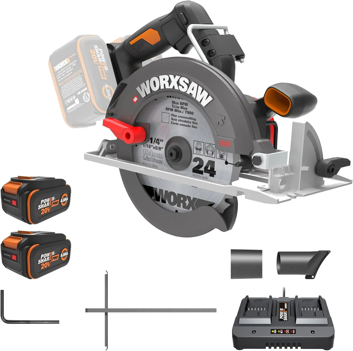 WORX Cordless Circular Saw - 40V 7-1/4-Inch Brushless, WX533L