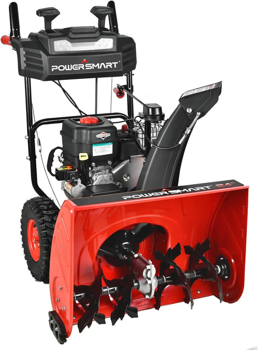 PowerSmart 26-Inch Self Propelled Two-Stage Snow Blower Gas Powered 208cc Briggs and Stratton Engine - Electric Start, Handle Warmer