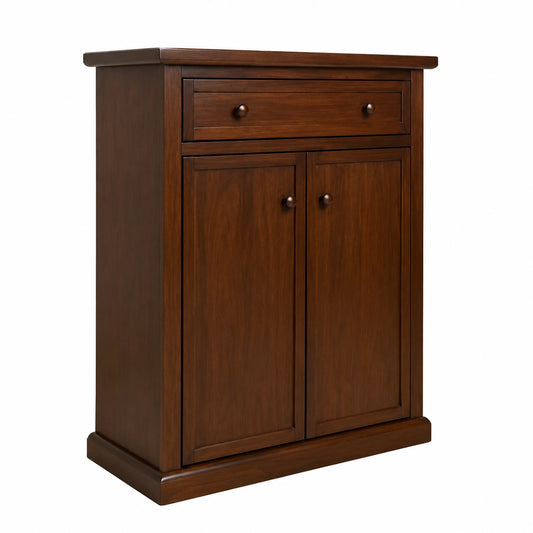 Scarpiera in Legno Arte Povera con 2 Ante e 1 Cassetto - 87x40x110 cm - Produzione Italiana