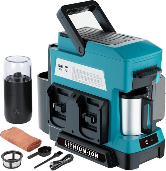 Cordless Coffee Maker for Makita 18V Battery - 3 Brewing Options Drip Coffee Maker with Coffee Grinder, Travel, and Jobsite., Tool Only