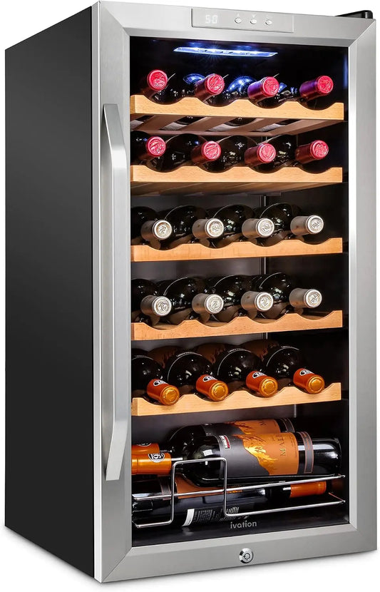 Ivation - 24 Bottle Compressor Wine Cooler Refrigerator w/Lock