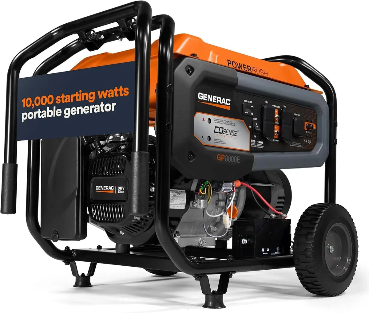 Generac 10 - 000 Starting Watt Portable Gas Generator, Electric Start