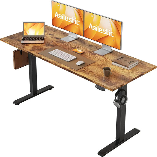 Agilestic 55*24 Inch Height Adjustable Electric Standing Desk - Rustic Brown