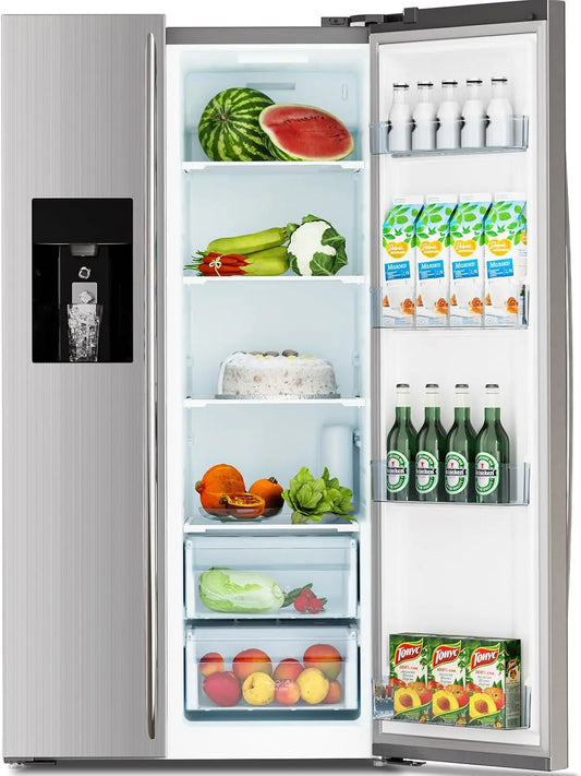 Antarctic Star 2 French Door Refrigerator Fridge - with Side Freezer &Water Dispensor, Nugget Ice Maker&Cube Ice, Adjustable Thermostat, 20 Cu. Ft.