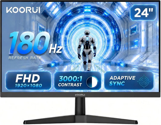 KOORUI 24 Inch Gaming Monitor - 180Hz 1080P VA Display with 3000:1 Contrast