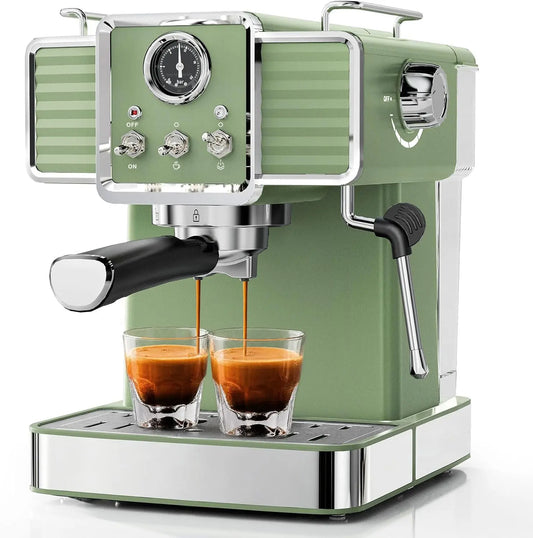 20Bar Semi Automatic Retro Espresso Machine - With Milk Frother
