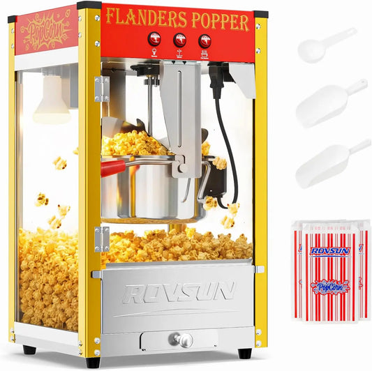 ROVSUN Commercial Popcorn Machine with 10 Ounce Kettle Makes Up to 4 Gallons - Theater Style Popper Countertop Popcorn Maker w/Stainless Steel Scoop