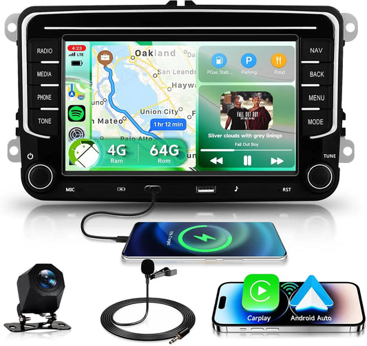 4G+64G for VW Passat Jetta Tiguan Golf MK5 MK6 T5 EOS Polo Car Stereo with Wireless Carplay/Android Auto