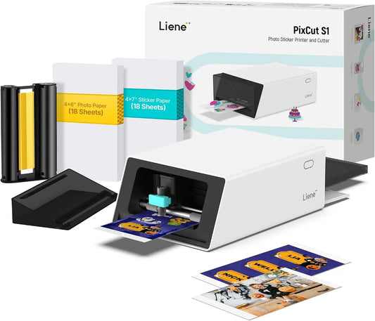 Liene PixCut S1 Color Sticker Printer & Cutting Machine - All-in-One Sticker Maker for DIY Crafts, 300 DPI, Precise AI Auto-Cutting