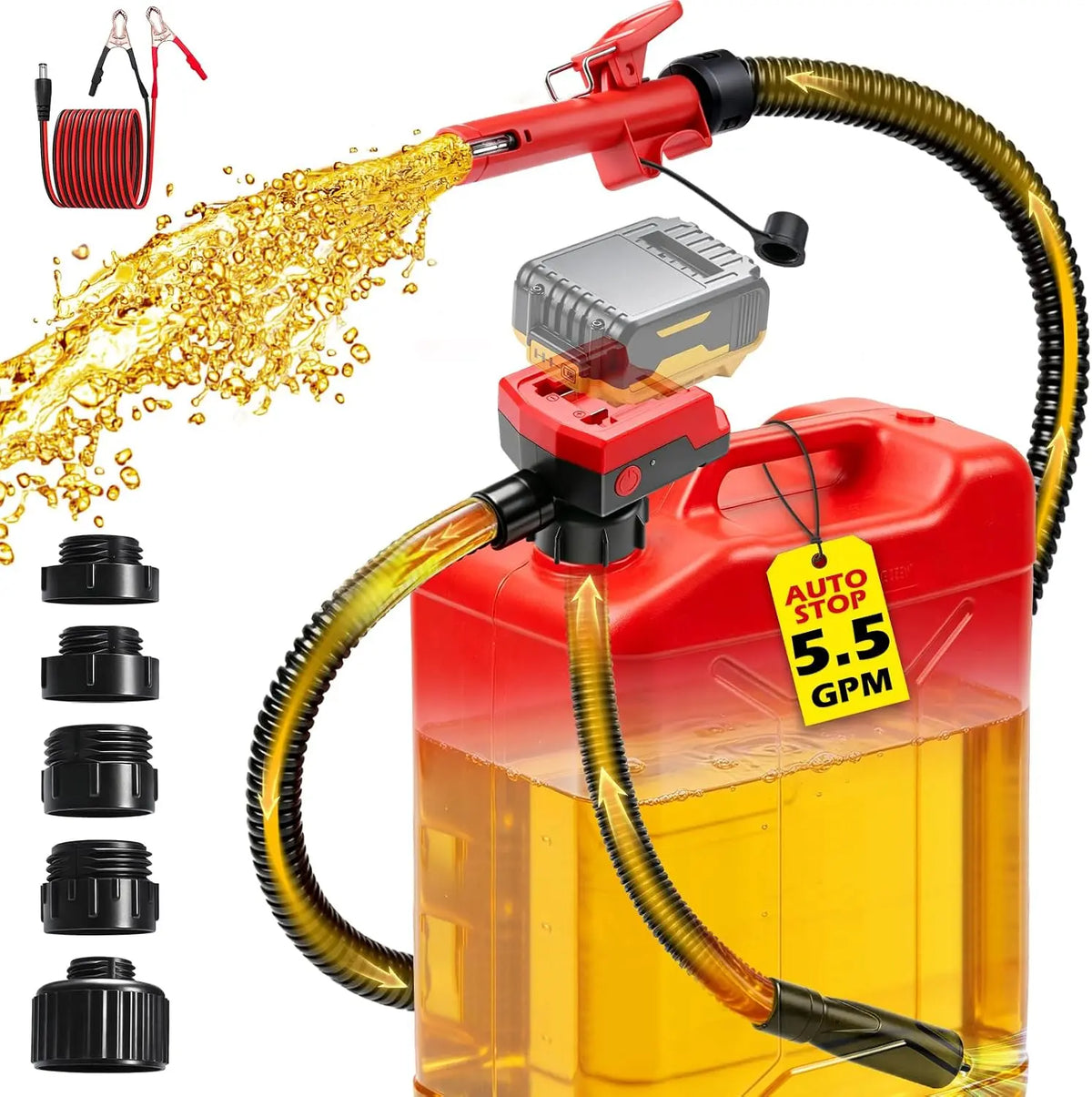 5.5 GPM Cordless Fuel Transfer Pump - with Auto Shut- Off & Beep Alert.