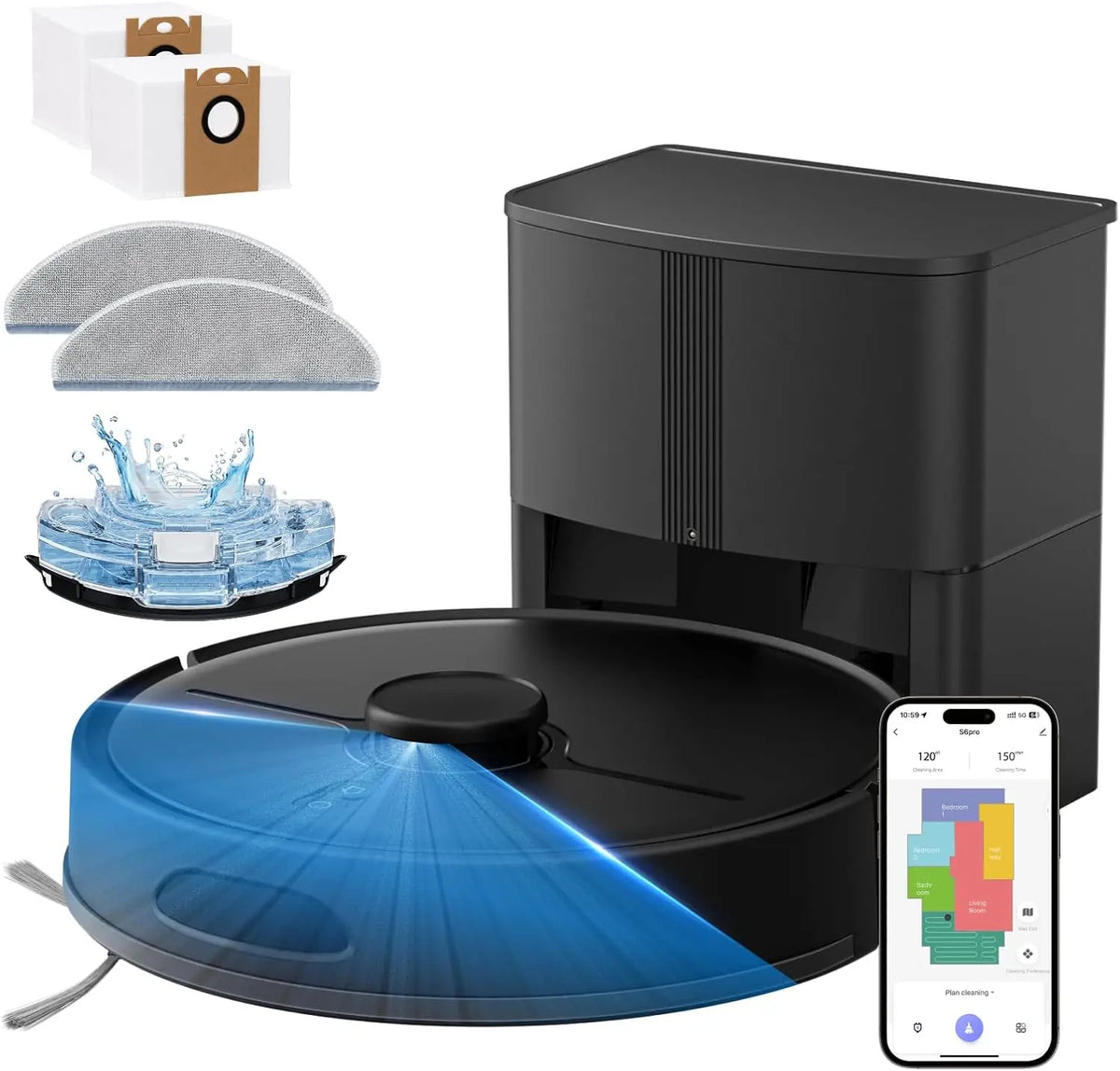 Robot Vacuum and Mop - 8000Pa, Up to 70-Day Self-Emptying Station