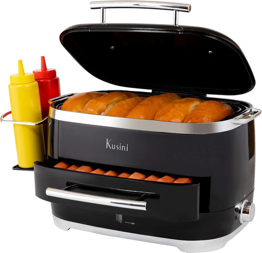 Kusini Hot Dog Food Steamer Machine With Bun Warmer - 24 Hot Dog & 12 Buns