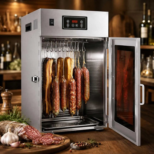 Dry Ager For Meat - Biltong Drying Cabinet, Stainless Steel Meat Curing Fridge & Dry Aging Cabinet With Led Digital Timer, Sausage, Bacon, Fish 15KG