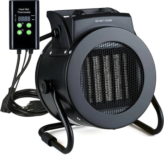 Greenhouse Heater with Thermostat - 1500W Outdoor Heater, Black