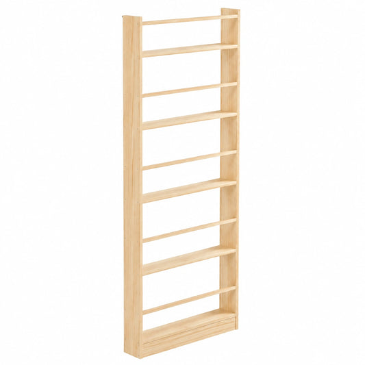 Scaffale salvaspazio in legno massello con 4 ripiani, ideale per bambini e adulti, da posizionare dietro la porta (60 x 120 cm)