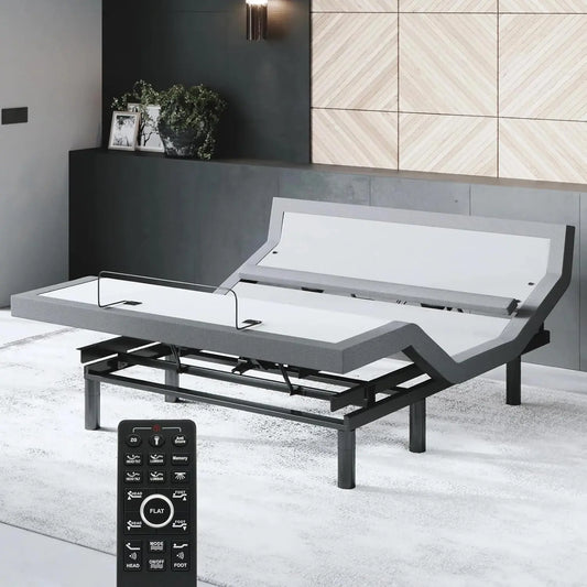 Sven & Son Bliss Adjustable Bed Base Frame Only - Head and Foot Lift, Lumbar Support, Head-Pillow-Tilt, Massage, Under-Bed Lights, USB, Zero Gravity