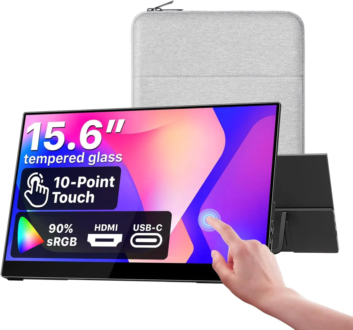 cocopar Portable Monitor Touchscreen 15.6 Inch 1080P FHD 90% sRGB Travel Monitor - VESA Mountable, with Touchscreen