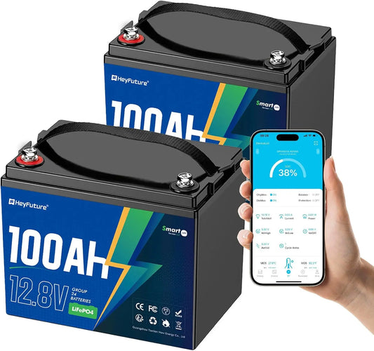 12V 100Ah Bluetooth LiFePO4 Battery for Trolling Motors - 2 Pack