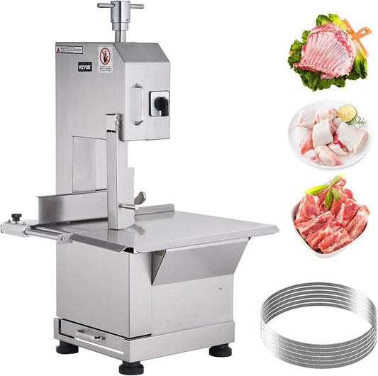 VEVOR Commercial Electric Meat Bandsaw - 2200W Stainless Steel Countertop Bone Sawing Machine, Workbeach 18.5 Inch x 20.9 Inch