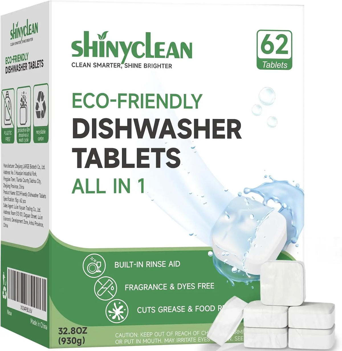 All-in-1 Dishwasher Tablets with Built-in Rinse Aid - 62 Count
