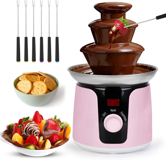 3 Tier Electric Chocolate Fountain Machine - With 6 Forks