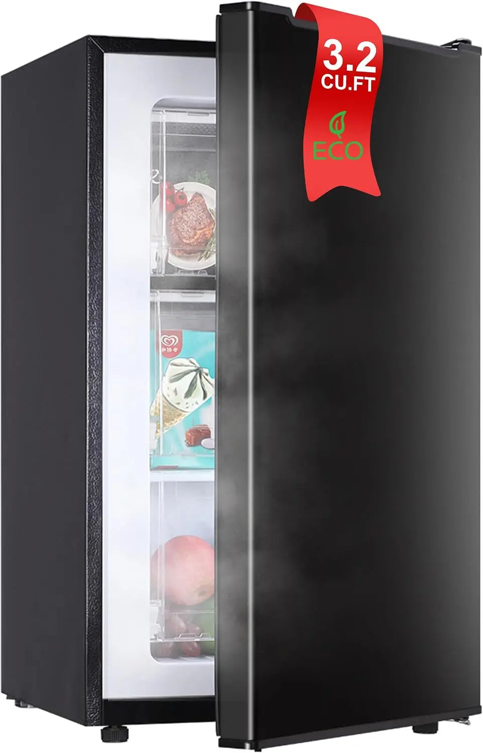 BODACIOUS Mini Upright Freezer - 3.2 Cu. Ft. Compact Small Freezer, Black
