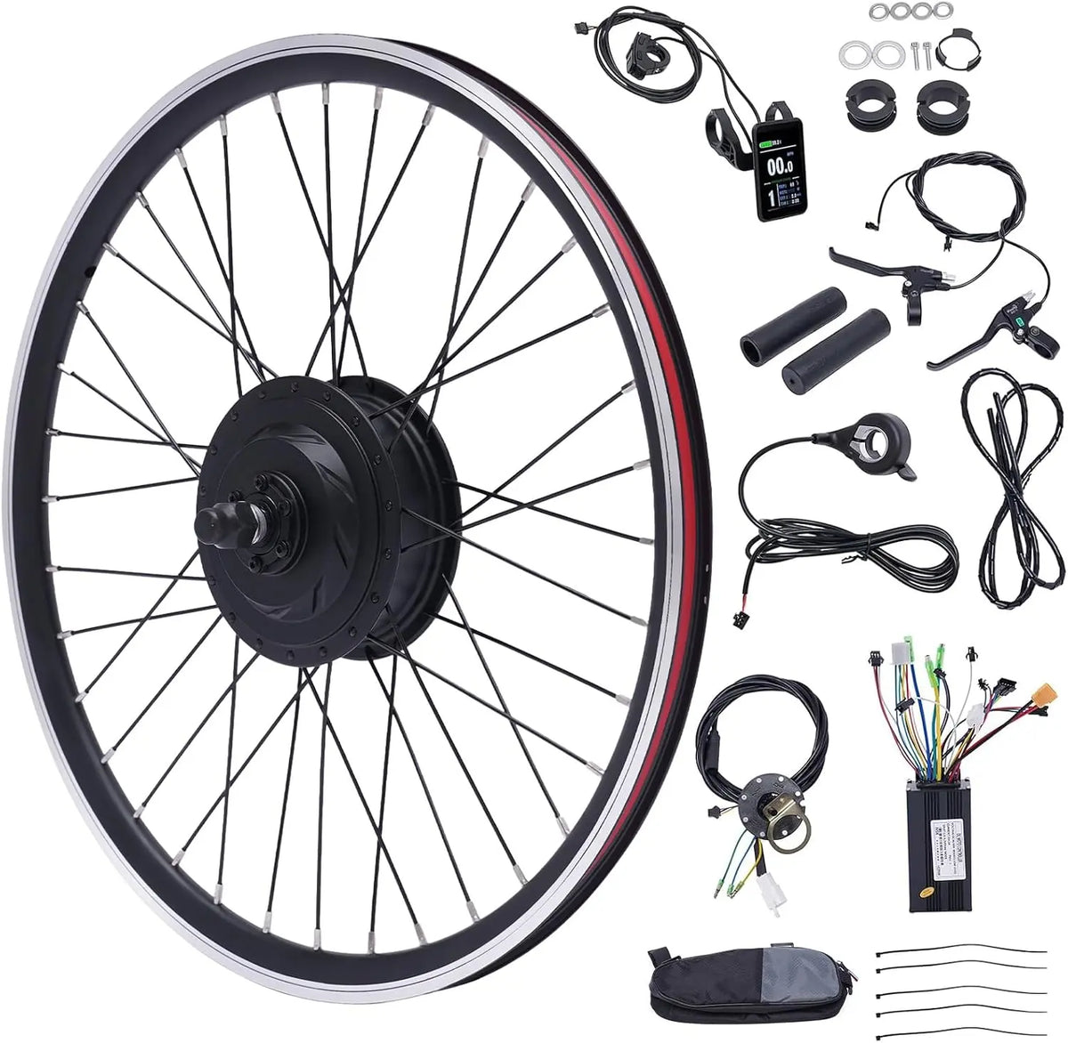 Electric Bicycle Motor Kit - 36V 500W 24 Inch Front/Rear Wheel Conversion Kit Aluminum Alloy Brushless Gearless Hub Motor Kit w/LCD Display