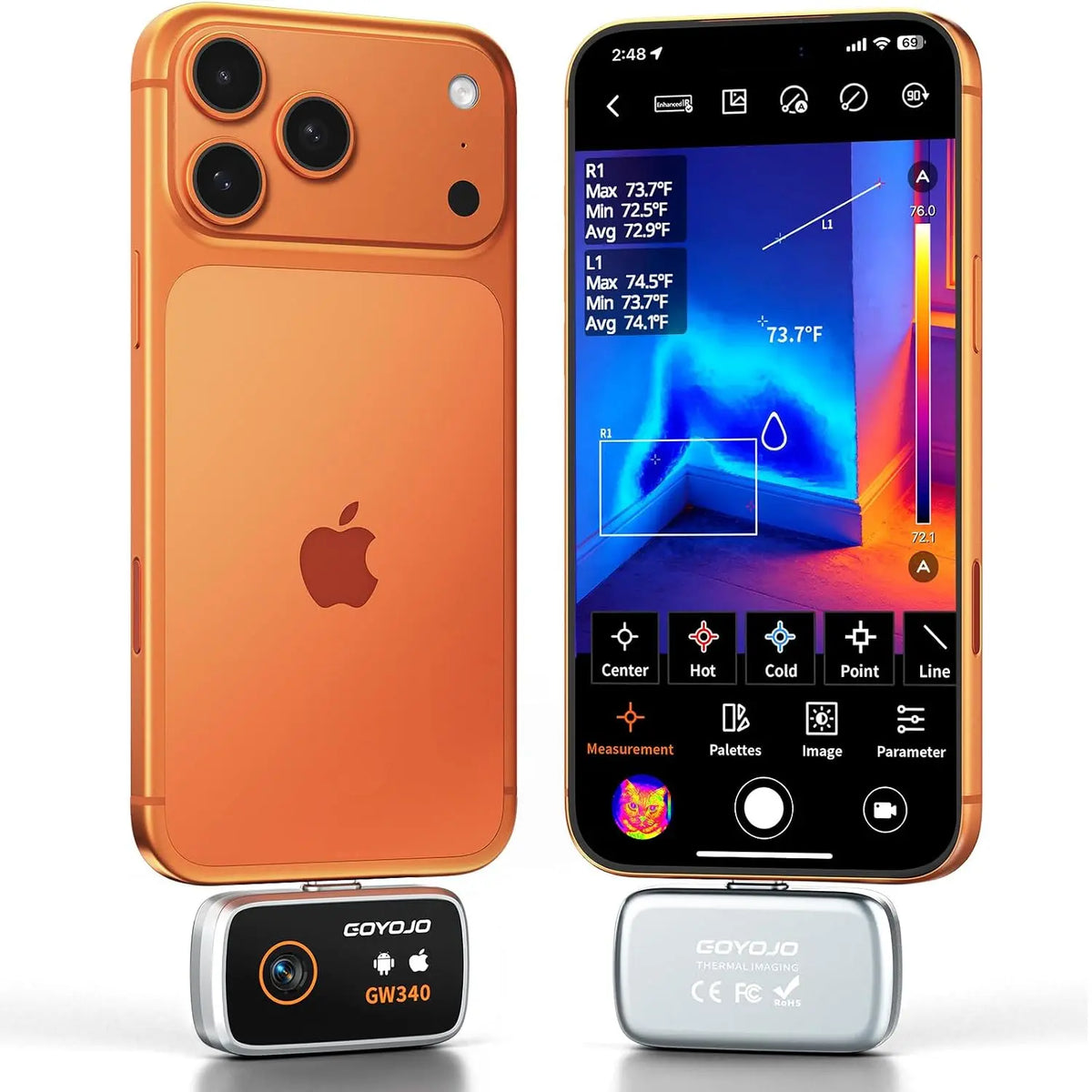 GW340 Thermal Camera for iPhone/Android/Tablet - 512x384 Super IR Resolution, Thermal Imager iOS 17/16/15 Series & iPads USB-C Port, HVAC