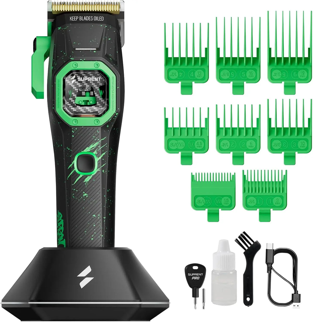 SUPRENT Fangs High-Performance 13 - 000 RPM Vector Motor Hair Clipper Barber Set, Professional Barber Haircutting Kit with AI Speed Control