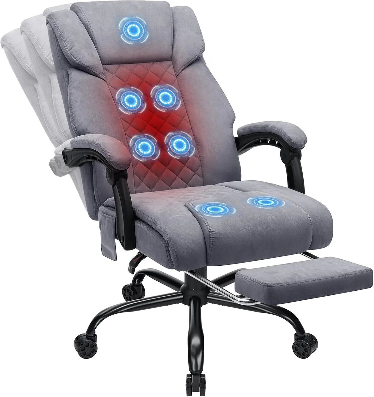 HOFFREE Massage Office Chair with Heat 7 Points Vibration - Gray Fabric