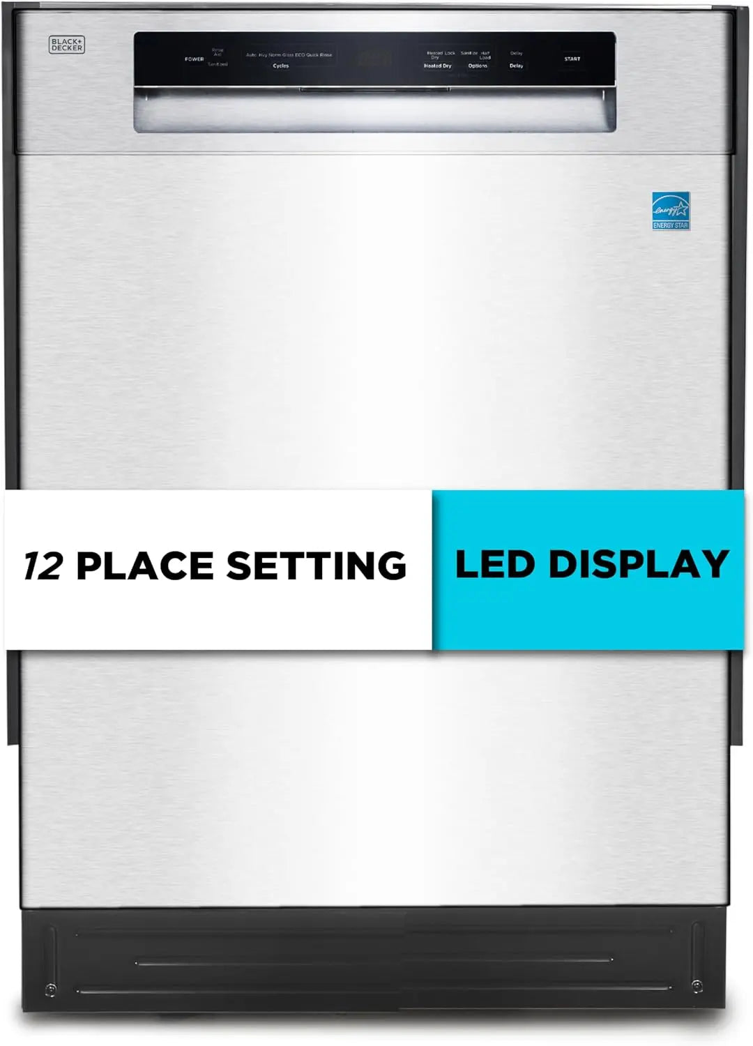 BLACK+DECKER 24 Inch Built-In Dishwasher - Energy Star, BDW100MS, Stainless Look