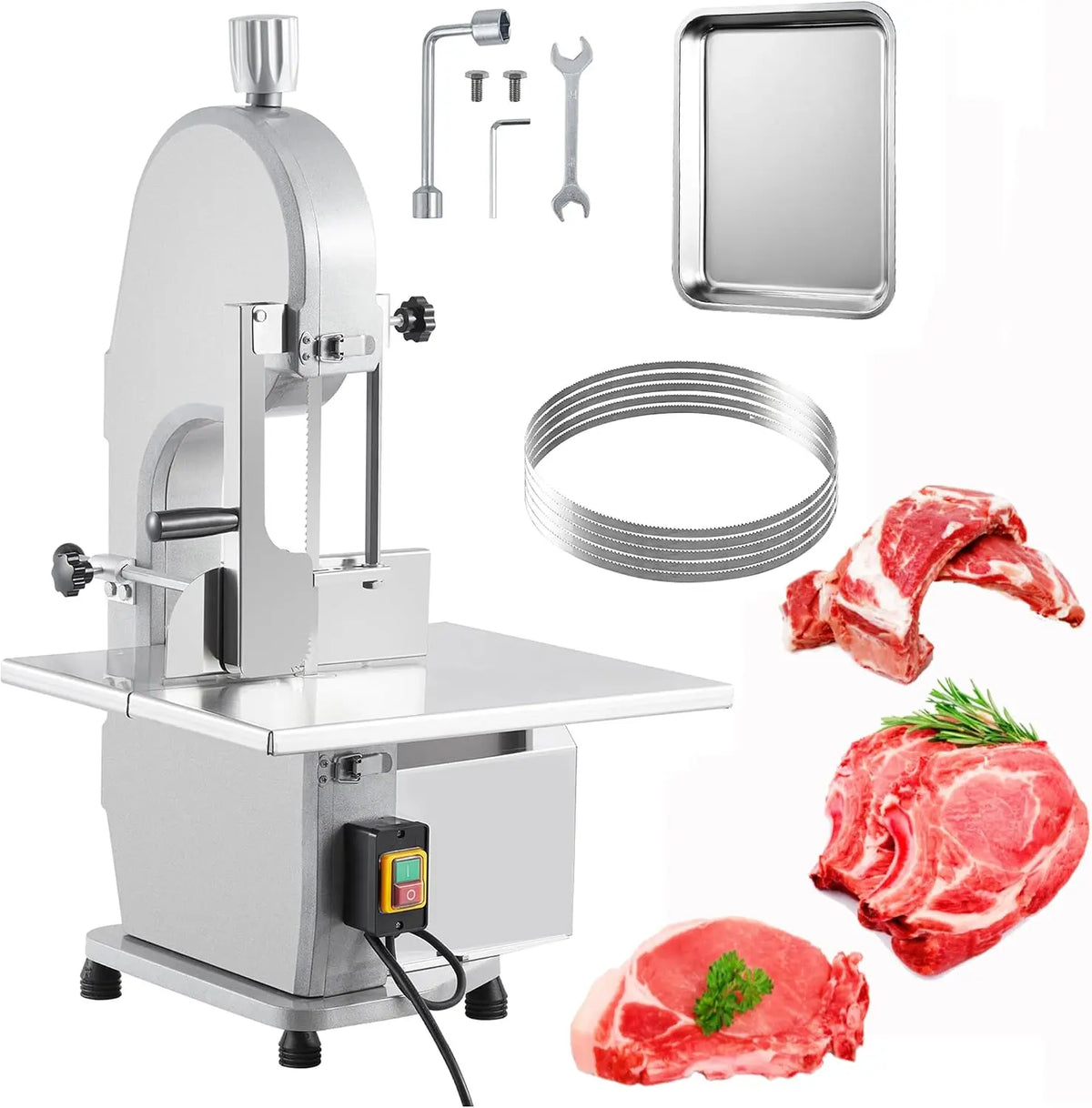 1500W Electric Bone Saw Machine - Frozen Meat Cutter, 0.16-7.09 Inch Thickness