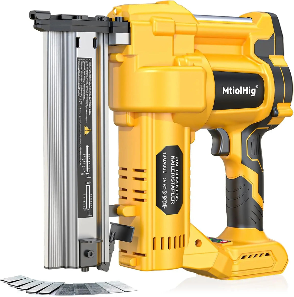 Cordless 2 Inch Brad Nailer Compatible with Dewalt 20V Battery - No Battery, 2-in-1 Electric Nail Gun/Staple Gun, 7.2LB