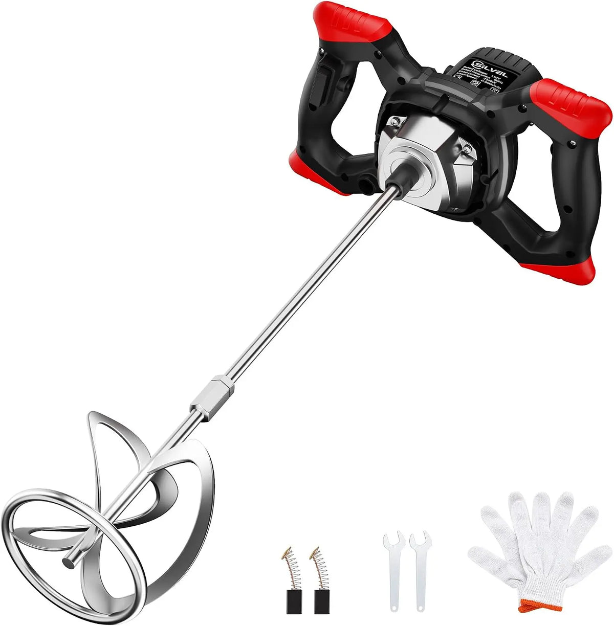 SILVEL Cement Mixer - Max 2300W Electric Concrete Mixer with 6 Adjustable Speeds, Portable Mortar Mixer, 110V Handheld Mud Mixer for Mixing Mortar