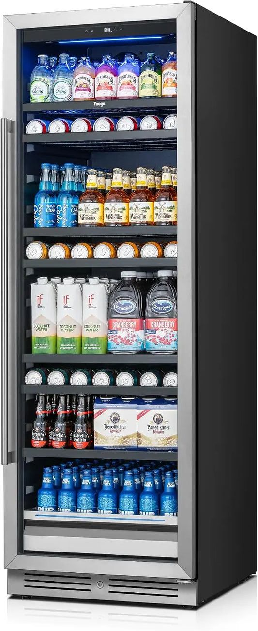 Yeego 24 Inch Beverage Refrigerator - 378 Cans Drink Fridge, Right-Hinged