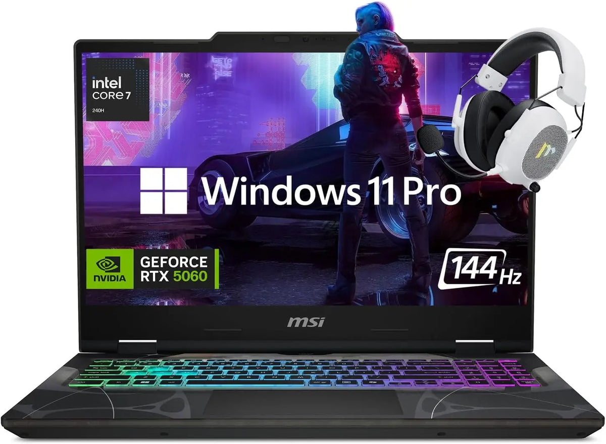 msi Cyborg 15.6 Inch FHD 144Hz Gaming Laptop - Intel Core 7-240H, NVIDIA GeForce RTX 5060, 32GB RAM, 1TB SSD, RGB Backlit Keyboard, Wi-Fi 6E, Black