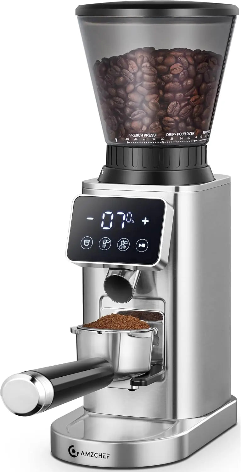 AMZCHEF Burr Coffee Grinder - 45 Settings, Anti-Static Burr Mill