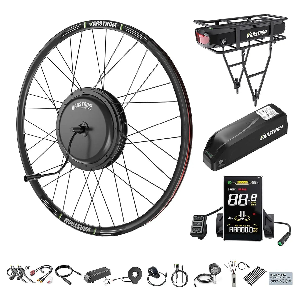 Front Hub Motor Kit - 48V 1000W Electric Bike Conversion for 26/27.5/28/29/700C Front Wheel Ebike Conversion Kit with Battery & Display Optional