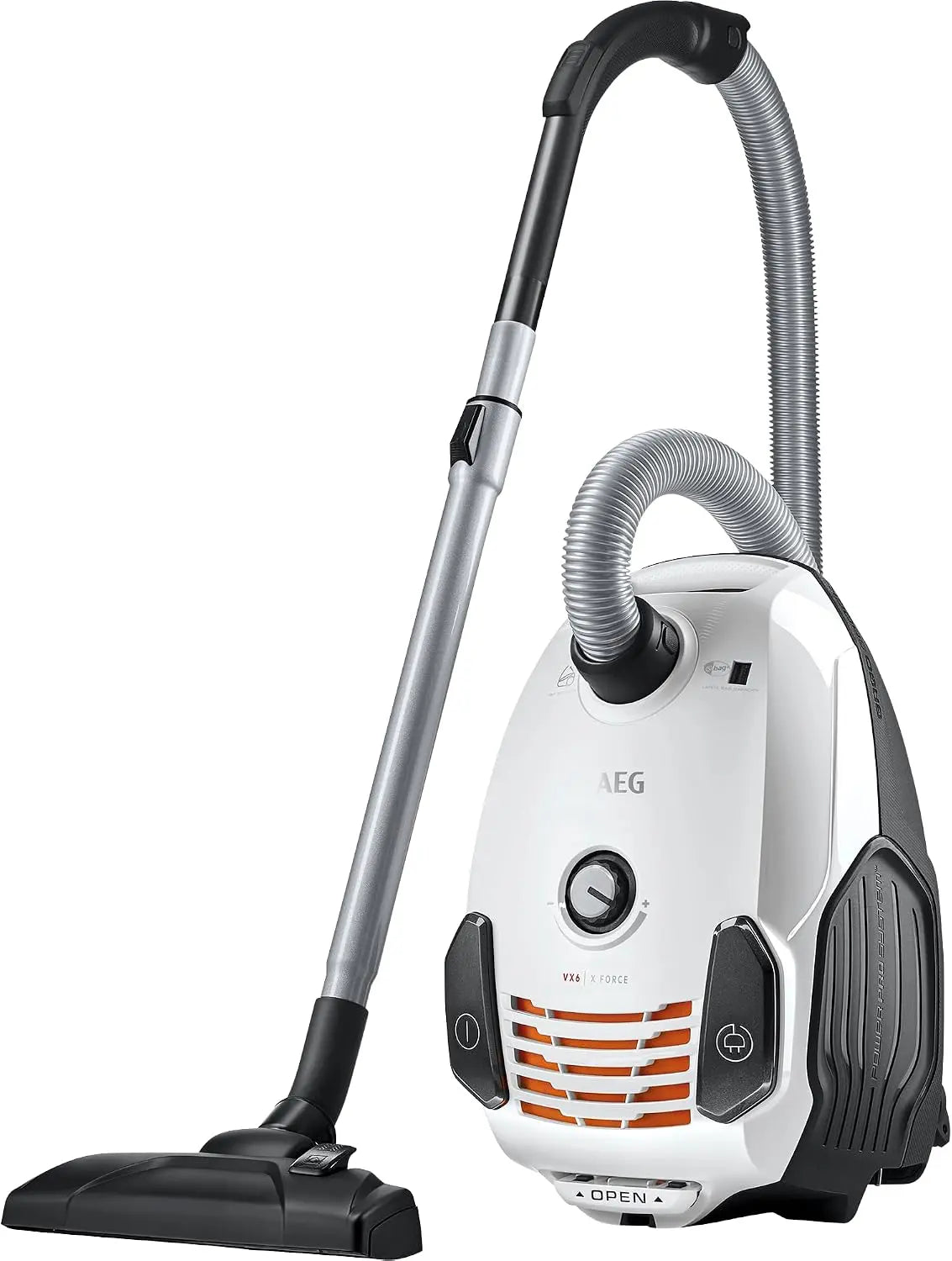 AEG VX6-2-IW-5 vacuum cleaner with bag - 360° rotating wheels, extra nozzles and dust bags, for hard and carpeted mats, 800 watts, 9 m range of action