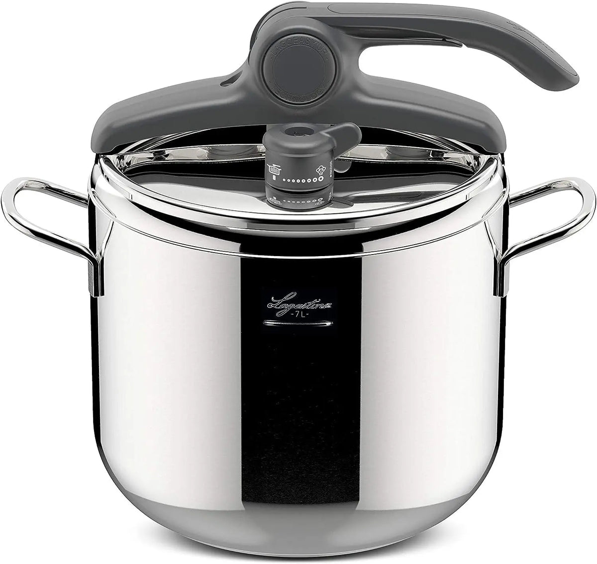 Lagostina Irradial Control Lagoeasy'UP Pressure Cooker 7 L Stainless Steel 18/10 Diameter 22 cm - Induction and Gas Saucepan, Easy Open Lid