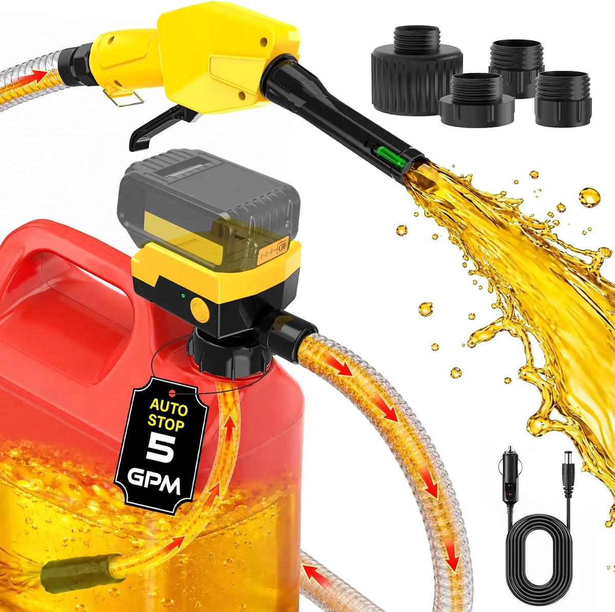 Keimi Cordless Electric Fuel Transfer Pump - Auto-Stop & Hand Trigger Nozzle