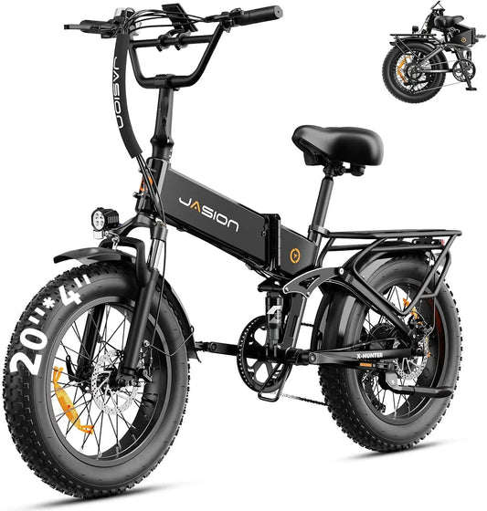 Jasion X-Hunter/ST/PRO Electric Bike for Adults - 1800W/1400W Peak 20''Fat Tire Foldable Ebike, Folding E Bike Up to 80/70 Miles Range, 30 MPH E Bike