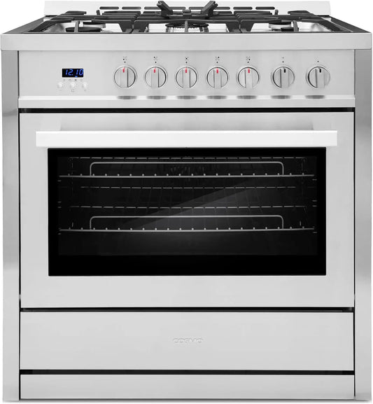 36 Inch Nebula Coll 4.4 Cu. Ft. 5 Burner Gas Range Convection - Stainless Steel